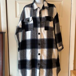 Cozy flannel Button-Up Shirt Dress/Shacket